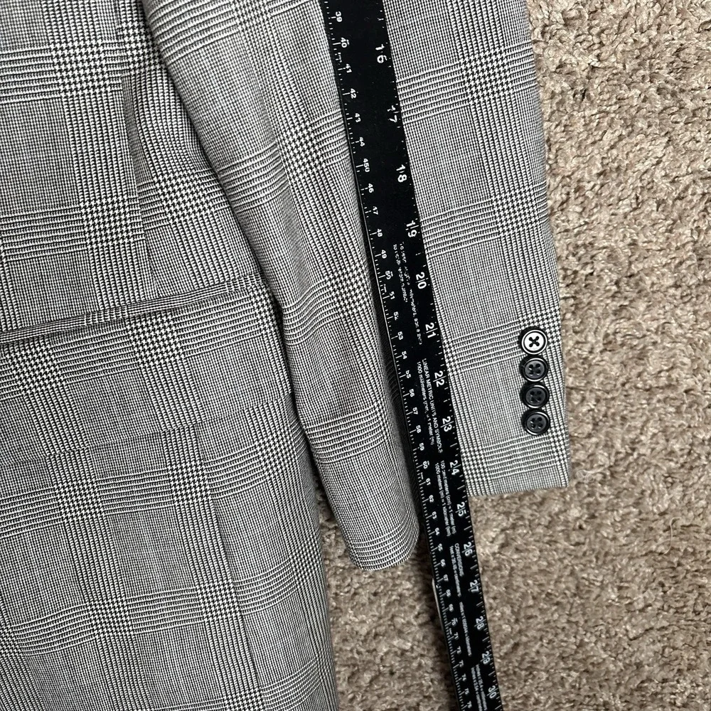 Jos A Bank 43R 36x28 Gray Glen Plaid 2pc Pant Suit Flannel Wool Pleated